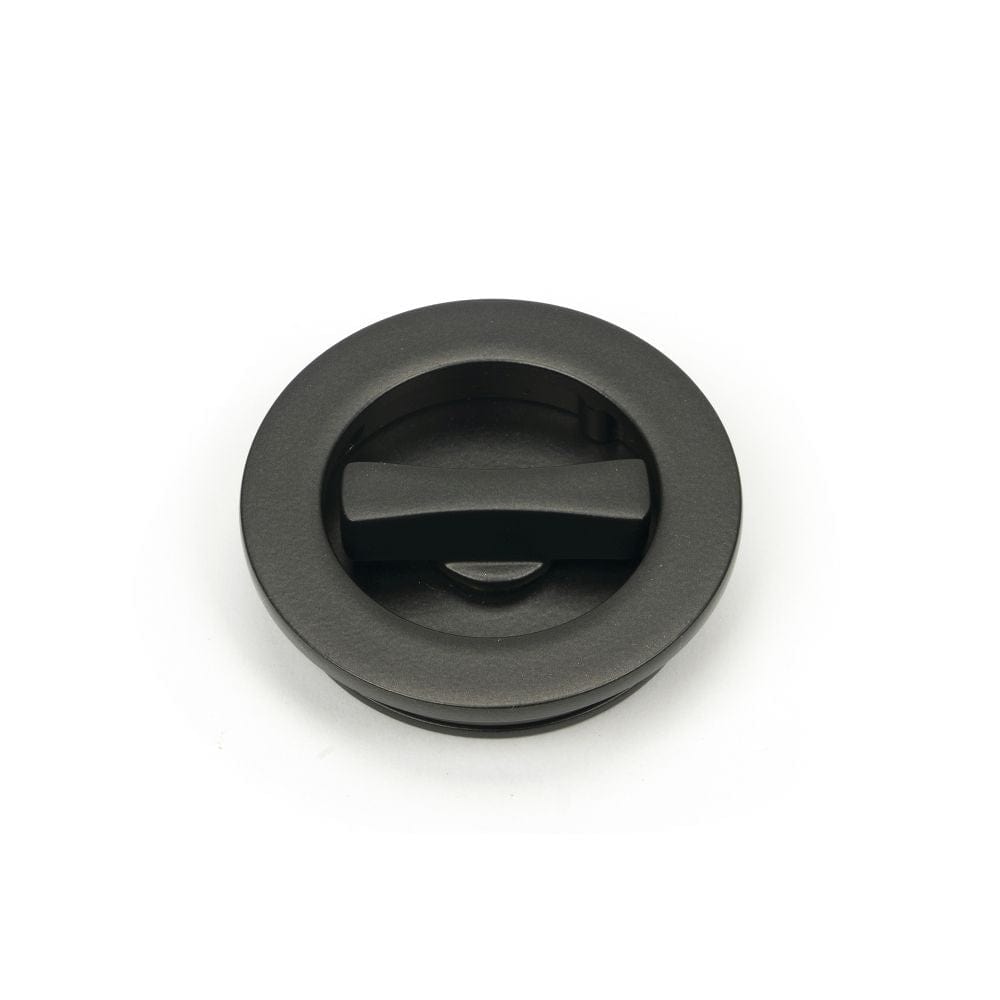 From The Anvil Door Furniture Aged Bronze / Round Flush Pull (Privacy) / Round From The Anvil - Aged Bronze 60mm Plain Round Pull - Privacy Set