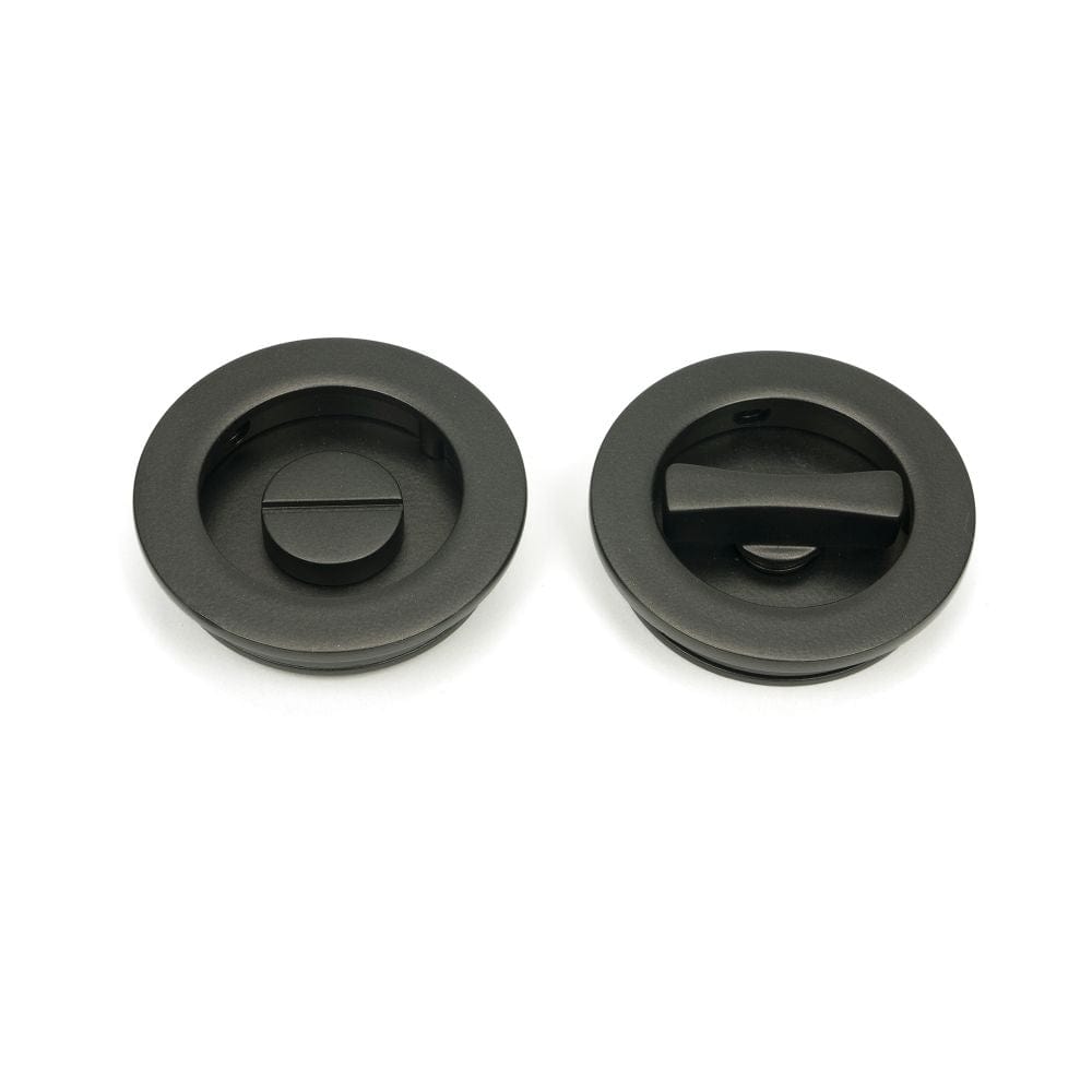 From The Anvil Door Furniture Aged Bronze / Round Flush Pull (Privacy) / Round From The Anvil - Aged Bronze 60mm Plain Round Pull - Privacy Set