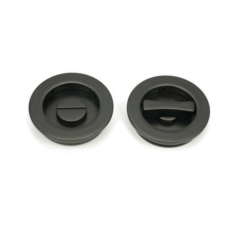 From The Anvil Door Furniture Aged Bronze / Round Flush Pull (Privacy) / Round From The Anvil - Aged Bronze 60mm Plain Round Pull - Privacy Set