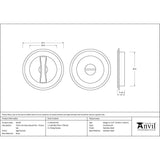 From The Anvil Door Furniture Aged Bronze / Round Flush Pull (Privacy) / Round From The Anvil - Aged Bronze 75mm Art Deco Round Pull - Privacy Set