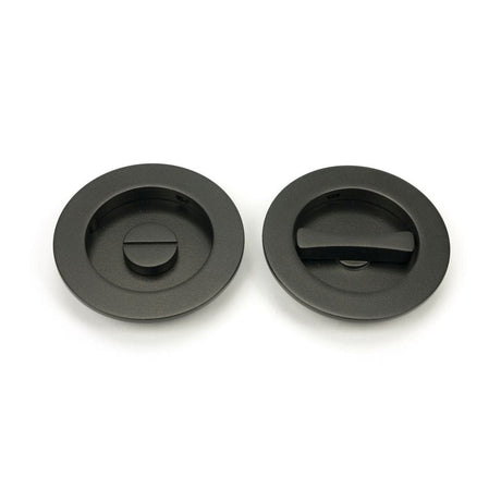 From The Anvil Door Furniture Aged Bronze / Round Flush Pull (Privacy) / Round From The Anvil - Aged Bronze 75mm Plain Round Pull - Privacy Set