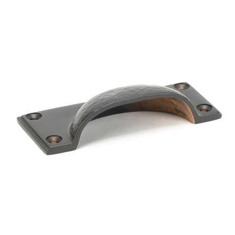 From The Anvil Cabinet Hardware Aged Bronze / Cabinet Cup Pulls From The Anvil - Aged Bronze Hammered Art Deco Drawer Pull