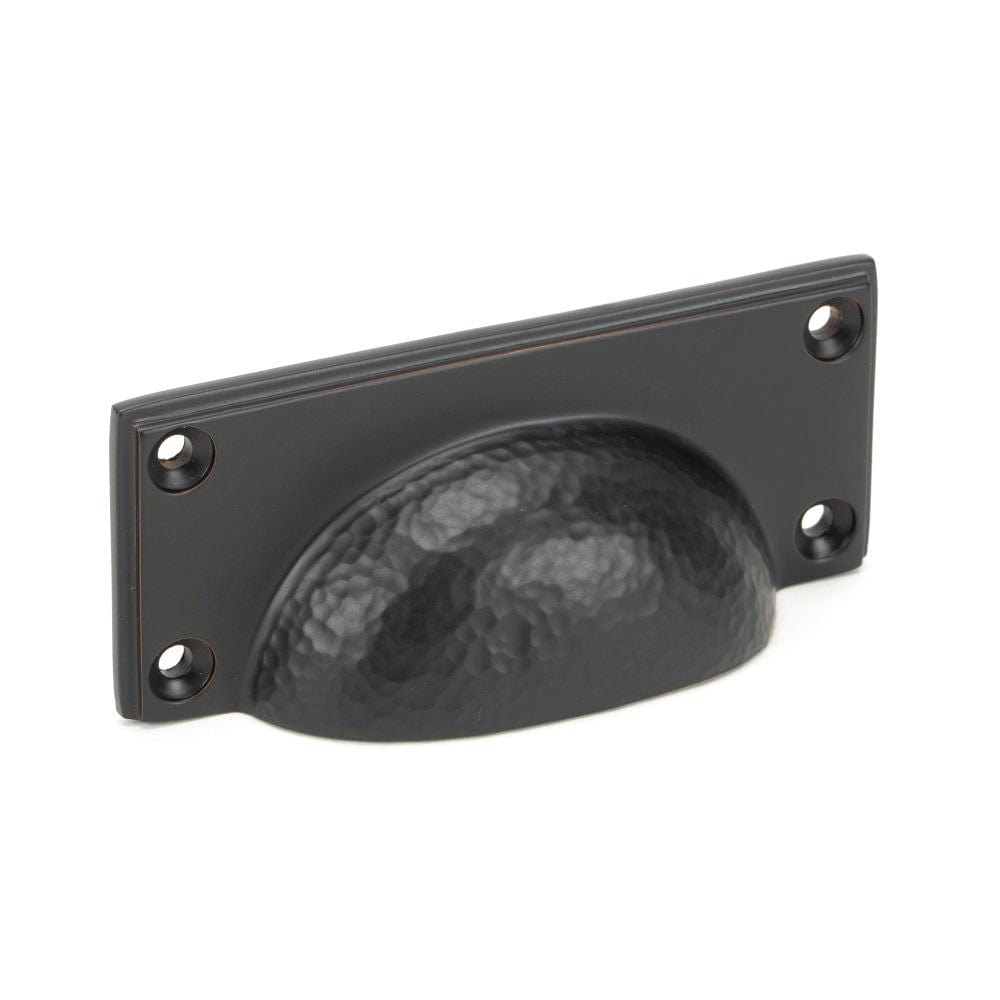 From The Anvil Cabinet Hardware Aged Bronze / Cabinet Cup Pulls From The Anvil - Aged Bronze Hammered Art Deco Drawer Pull