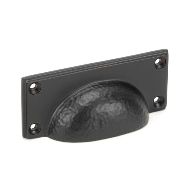 From The Anvil Cabinet Hardware Aged Bronze / Cabinet Cup Pulls From The Anvil - Aged Bronze Hammered Art Deco Drawer Pull