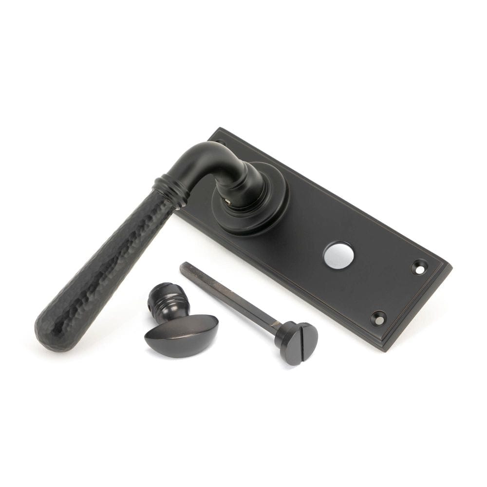 From The Anvil Door Furniture Aged Bronze / Bathroom Lock Handles From The Anvil - Aged Bronze Hammered Newbury Lever Bathroom Set