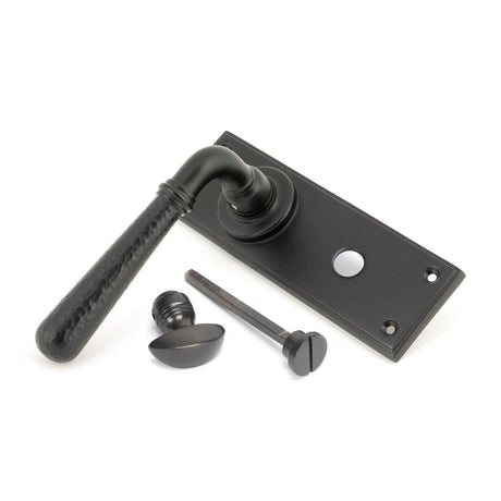 From The Anvil Door Furniture Aged Bronze / Bathroom Lock Handles From The Anvil - Aged Bronze Hammered Newbury Lever Bathroom Set