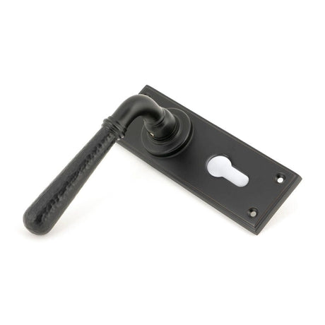 From The Anvil Door Furniture Aged Bronze / Euro Profile Lock Handles From The Anvil - Aged Bronze Hammered Newbury Lever Euro Lock Set