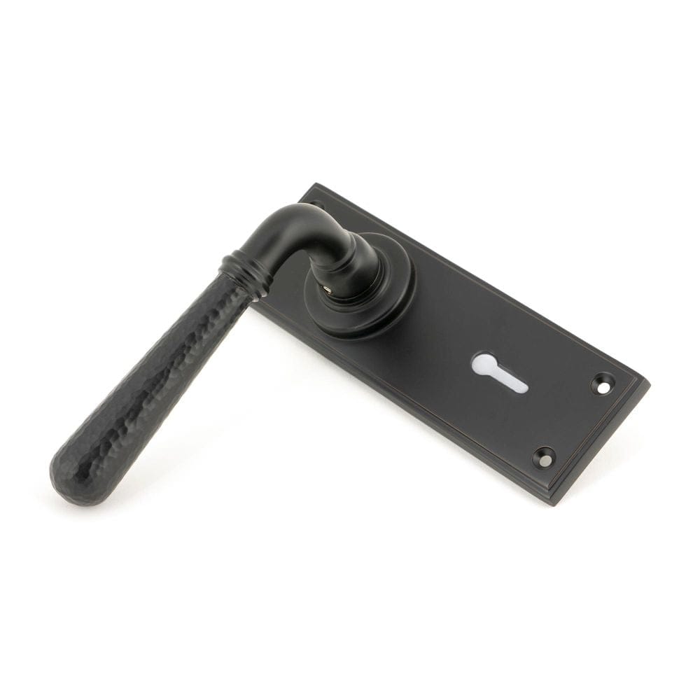 From The Anvil Door Furniture Aged Bronze / Std. Lock Handles From The Anvil - Aged Bronze Hammered Newbury Lever Lock Set