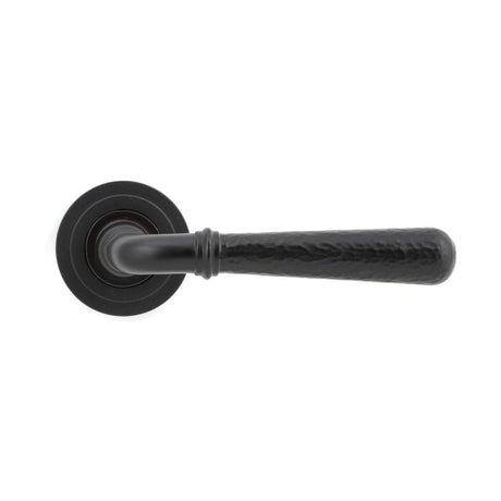 From The Anvil Door Furniture Aged Bronze / Round Rose From The Anvil - Aged Bronze Hammered Newbury Lever on Rose Set (Art Deco) - Unsprung