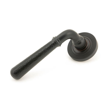 From The Anvil Door Furniture Aged Bronze / Round Rose From The Anvil - Aged Bronze Hammered Newbury Lever on Rose Set (Beehive) - Unsprung