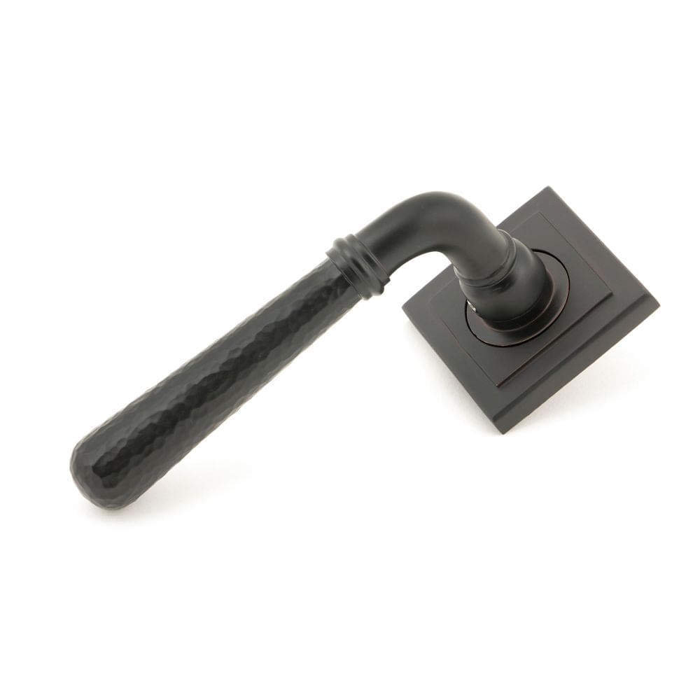 From The Anvil Door Furniture Aged Bronze / Square Rose From The Anvil - Aged Bronze Hammered Newbury Lever on Rose Set (Square)