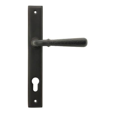 From The Anvil Door Furniture Aged Bronze / Multi Point Lock Set / 92mm c/c From The Anvil - Aged Bronze Hammered Newbury Slimline Espag. Lock Set