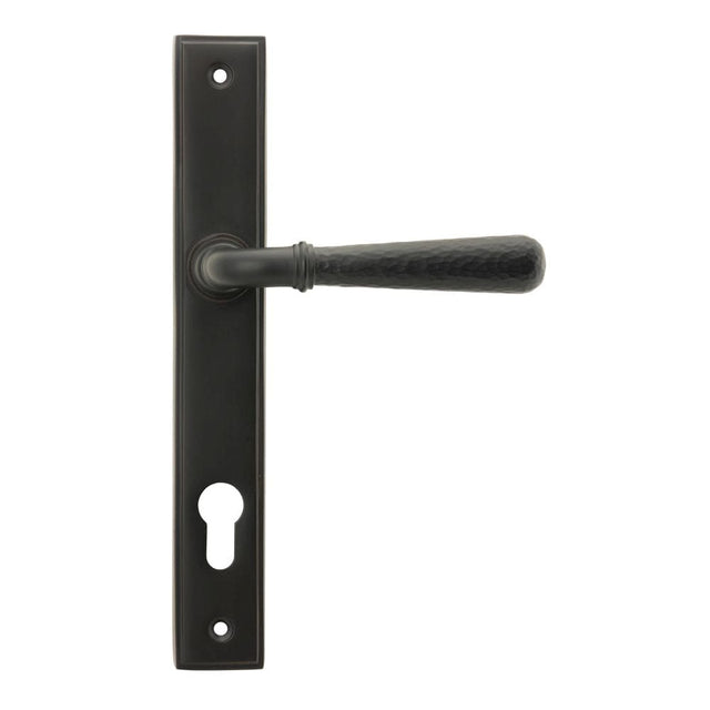 From The Anvil Door Furniture Aged Bronze / Multi Point Lock Set / 92mm c/c From The Anvil - Aged Bronze Hammered Newbury Slimline Espag. Lock Set