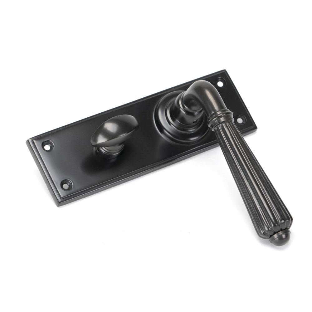 From The Anvil Door Furniture Aged Bronze / Bathroom Lock Handles From The Anvil - Aged Bronze Hinton Lever Bathroom Set