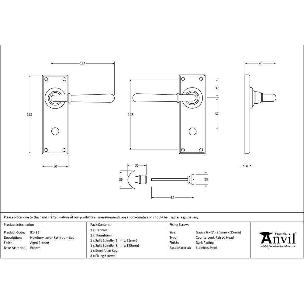 From The Anvil Door Furniture Aged Bronze / Bathroom Lock Handles From The Anvil - Aged Bronze Newbury Lever Bathroom Set