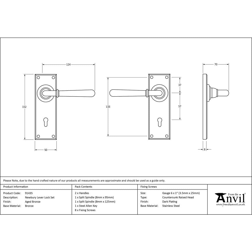 From The Anvil Door Furniture Aged Bronze / Std. Lock Handles From The Anvil - Aged Bronze Newbury Lever Lock Set
