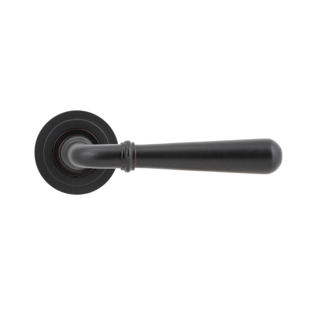 From The Anvil Door Furniture Aged Bronze / Round Rose From The Anvil - Aged Bronze Newbury Lever on Rose Set (Art Deco)