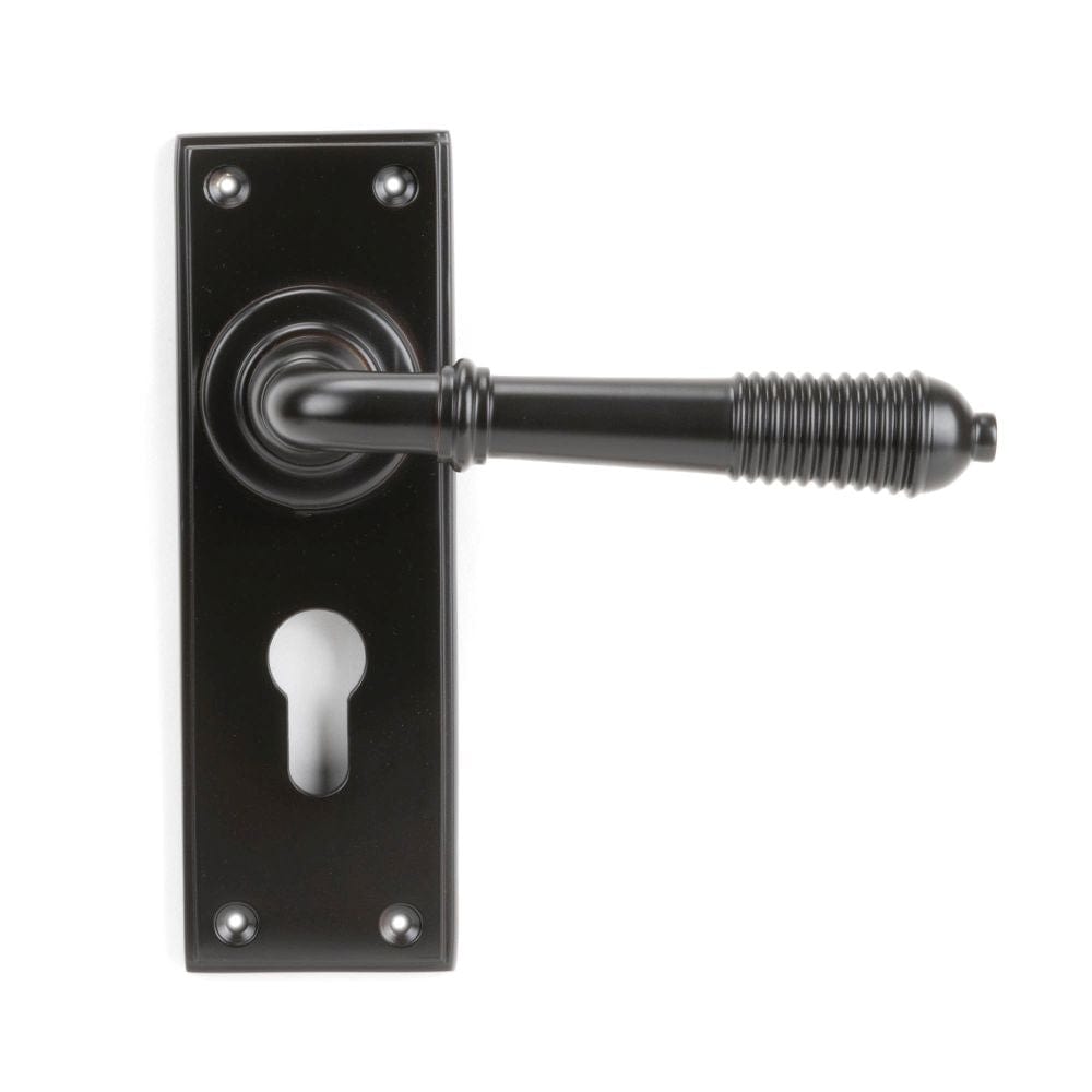 From The Anvil Door Furniture Aged Bronze / Euro Profile Lock Handles From The Anvil - Aged Bronze Reeded Lever Euro Lock Set
