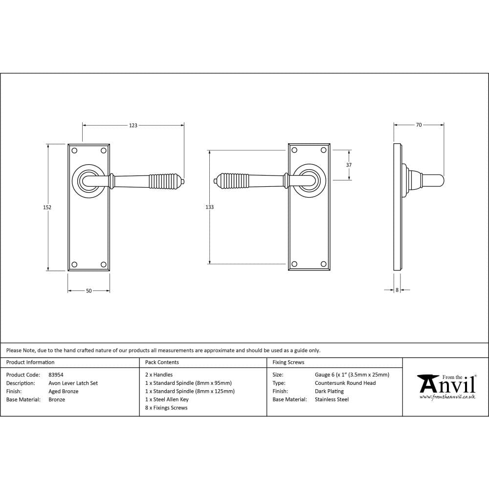 From The Anvil Door Furniture Aged Bronze / Latch Handles From The Anvil - Aged Bronze Reeded Lever Latch Set
