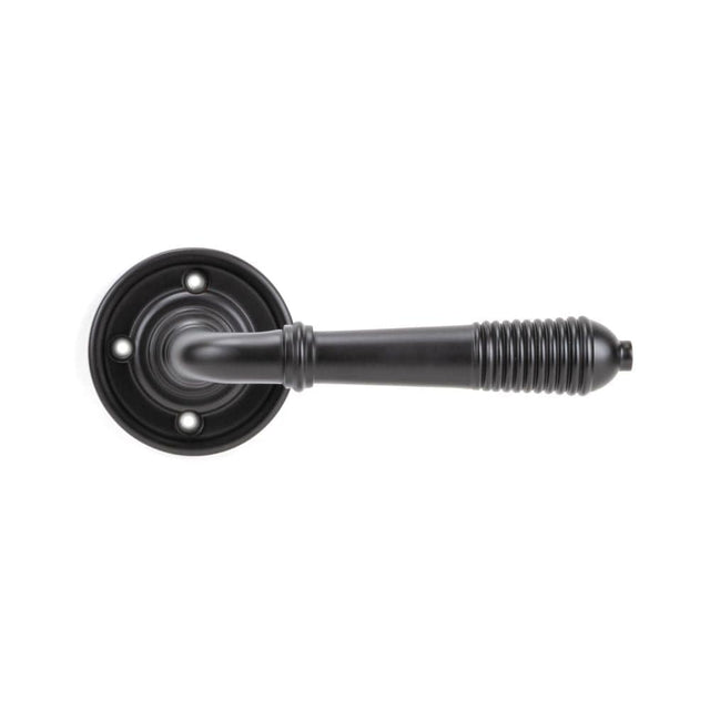 From The Anvil Door Furniture Aged Bronze / Round Rose From The Anvil - Aged Bronze Reeded Lever on Rose Set