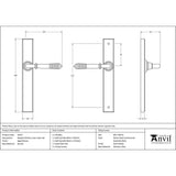From The Anvil Door Furniture Aged Bronze / Multi Point Latch Set From The Anvil - Aged Bronze Reeded Slimline Lever Espag. Latch Set