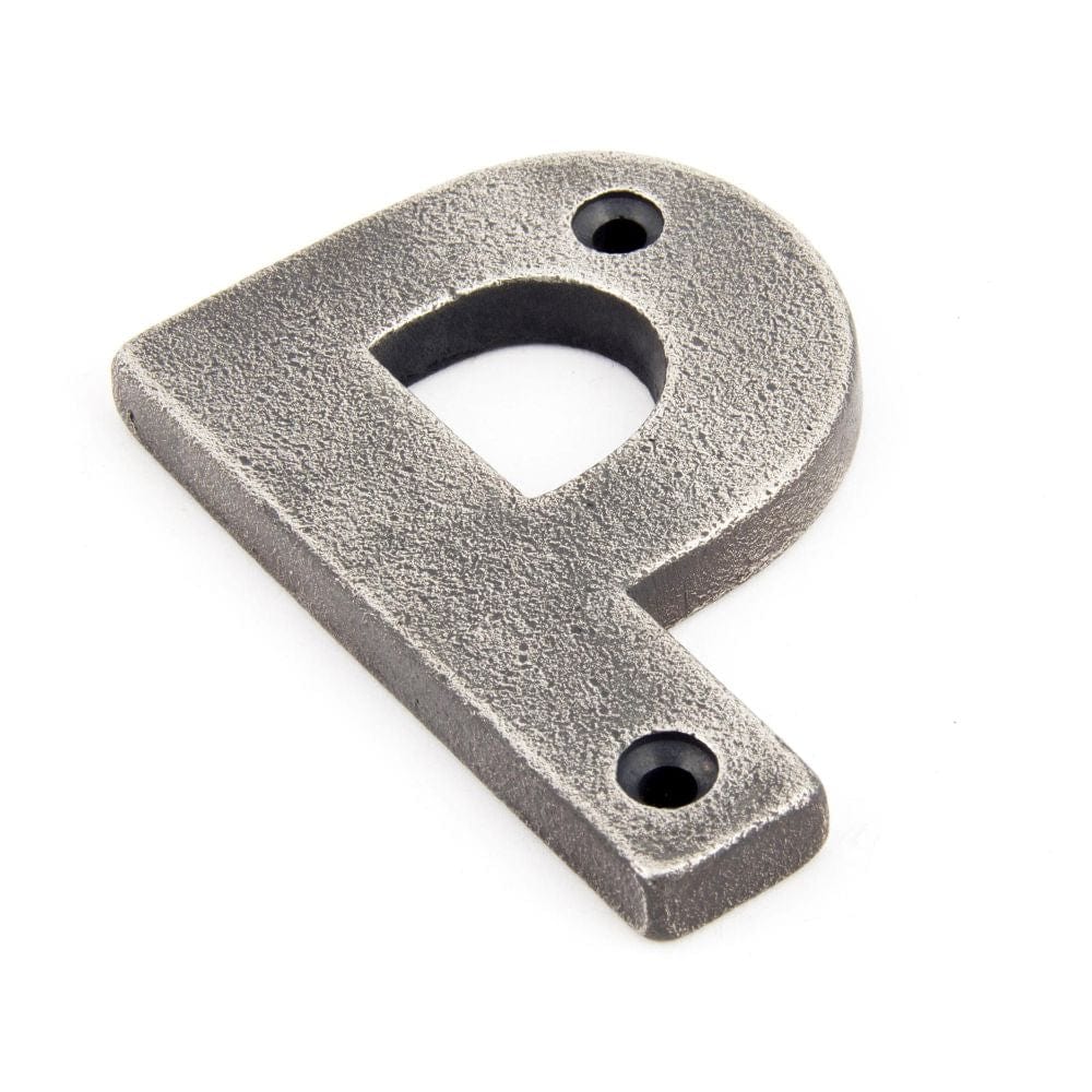 From The Anvil Door Furniture Antique Pewter / Letters / P From The Anvil - Antique Pewter Letter P