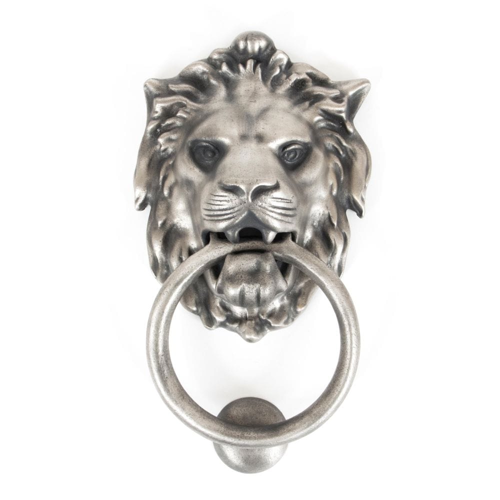 From The Anvil Door Furniture Antique Pewter / Lion Door Knocker From The Anvil - Antique Pewter Lion Head Door Knocker