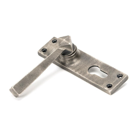 From The Anvil Door Furniture Antique Pewter / Euro Profile Lock Handles From The Anvil - Antique Pewter Straight Lever Euro Lock Set