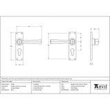 From The Anvil Door Furniture Antique Pewter / Euro Profile Lock Handles From The Anvil - Antique Pewter Straight Lever Euro Lock Set