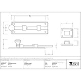 From The Anvil Accessories Beeswax / Straight Surface Bolts / 150mm / 6" From The Anvil - Beeswax 6" Straight Knob Bolt