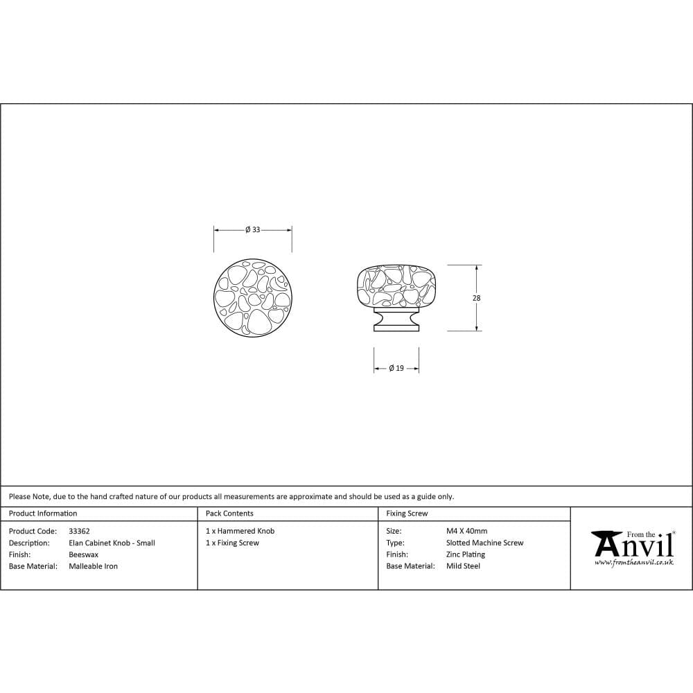 From The Anvil Cabinet Hardware Beeswax / Cabinet Knobs / Small From The Anvil - Beeswax Elan Cabinet Knob - Small