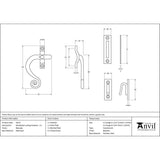 From The Anvil Window Furniture Beeswax / Yes / Mortice & Hook Place From The Anvil - Beeswax Locking Monkeytail Fastener - LH