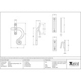 From The Anvil Window Furniture Beeswax / Yes / Mortice & Hook Place From The Anvil - Beeswax Locking Monkeytail Fastener - RH
