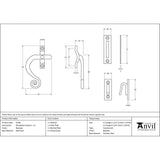 From The Anvil Window Furniture Beeswax / No / Mortice & Hook Place From The Anvil - Beeswax Monkeytail Fastener - LH