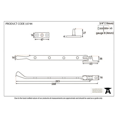From The Anvil Window Furniture Black / 10"/250mm From The Anvil - Black 10" Cast Peardrop Stay