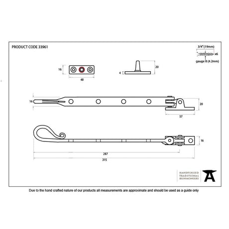 From The Anvil Window Furniture Black / 10"/250mm From The Anvil - Black 10" Shepherd's Crook Stay