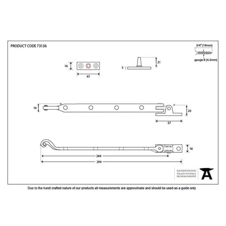 From The Anvil Window Furniture Black / 11"/280mm From The Anvil - Black 11" Rosehead Stay