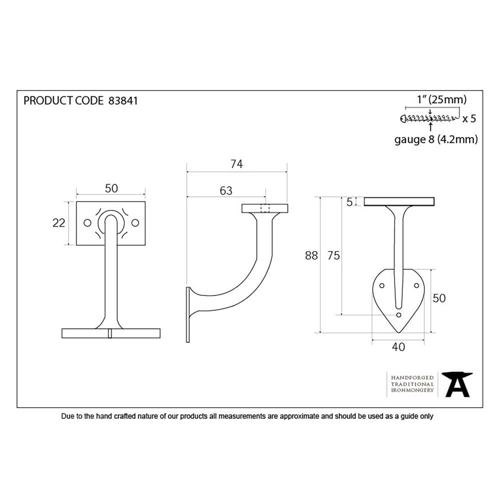 From The Anvil Accessories Black / 2.5" / 63mm From The Anvil - Black 2.5" Handrail Bracket