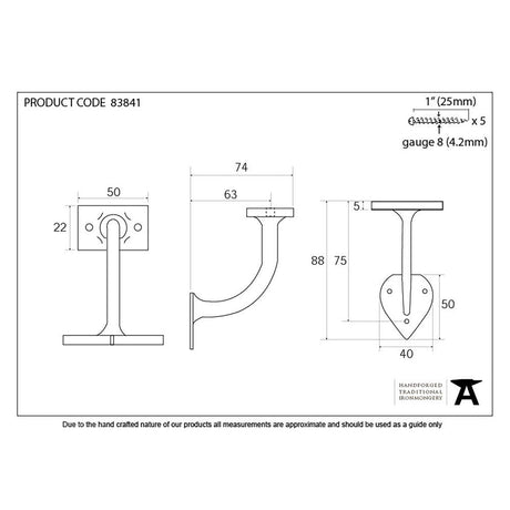 From The Anvil Accessories Black / 2.5" / 63mm From The Anvil - Black 2.5" Handrail Bracket