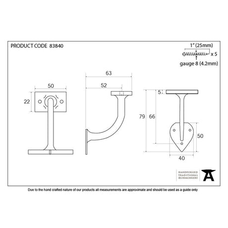 From The Anvil Accessories Black / 2" / 50mm From The Anvil - Black 2" Handrail Bracket