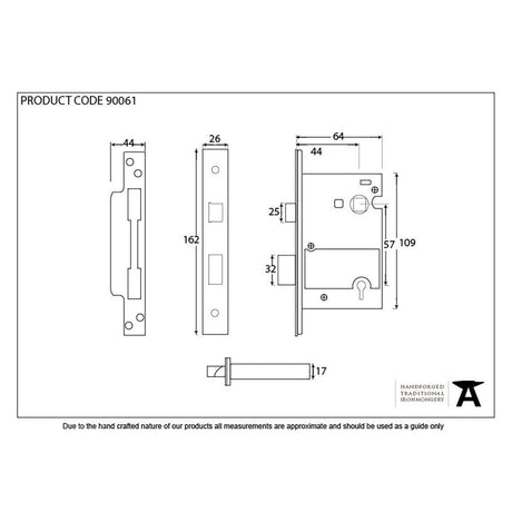 From The Anvil Locks & Latches Black / 5 Lever Sashlocks / 2.5" / 65mm From The Anvil - Black 2Ã‚Â½" 5 Lever Heavy Duty Sash Lock KA