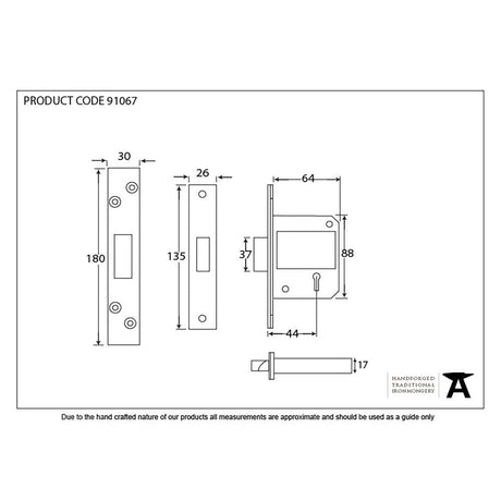 From The Anvil Locks & Latches Black / 5 Lever Deadlocks / 2.5" / 65mm From The Anvil - Black 2Ã‚Â½" BS 5 Lever Deadlock KA