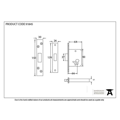 From The Anvil Locks & Latches Black / Euro Profile Deadlocks / 2.5" / 65mm From The Anvil - Black 2Ã‚Â½" Euro Profile Dead Lock