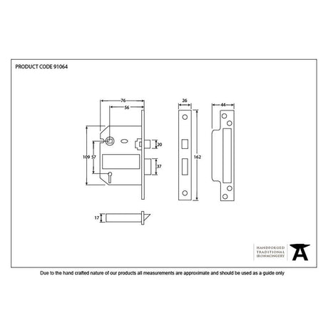 From The Anvil Locks & Latches Black / 5 Lever Sashlocks / 3" / 76mm From The Anvil - Black 3" 5 Lever BS Sash Lock
