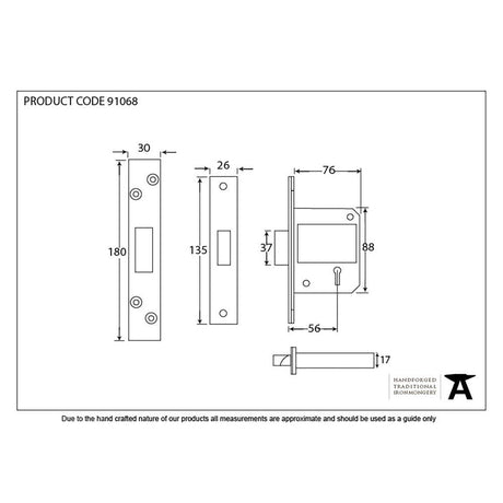 From The Anvil Locks & Latches Black / 5 Lever Deadlocks / 3" / 76mm From The Anvil - Black 3" BS 5 Lever Deadlock KA