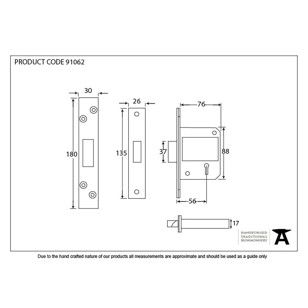 From The Anvil Locks & Latches Black / 5 Lever Deadlocks / 3" / 76mm From The Anvil - Black 3" BS 5 Lever Deadlock