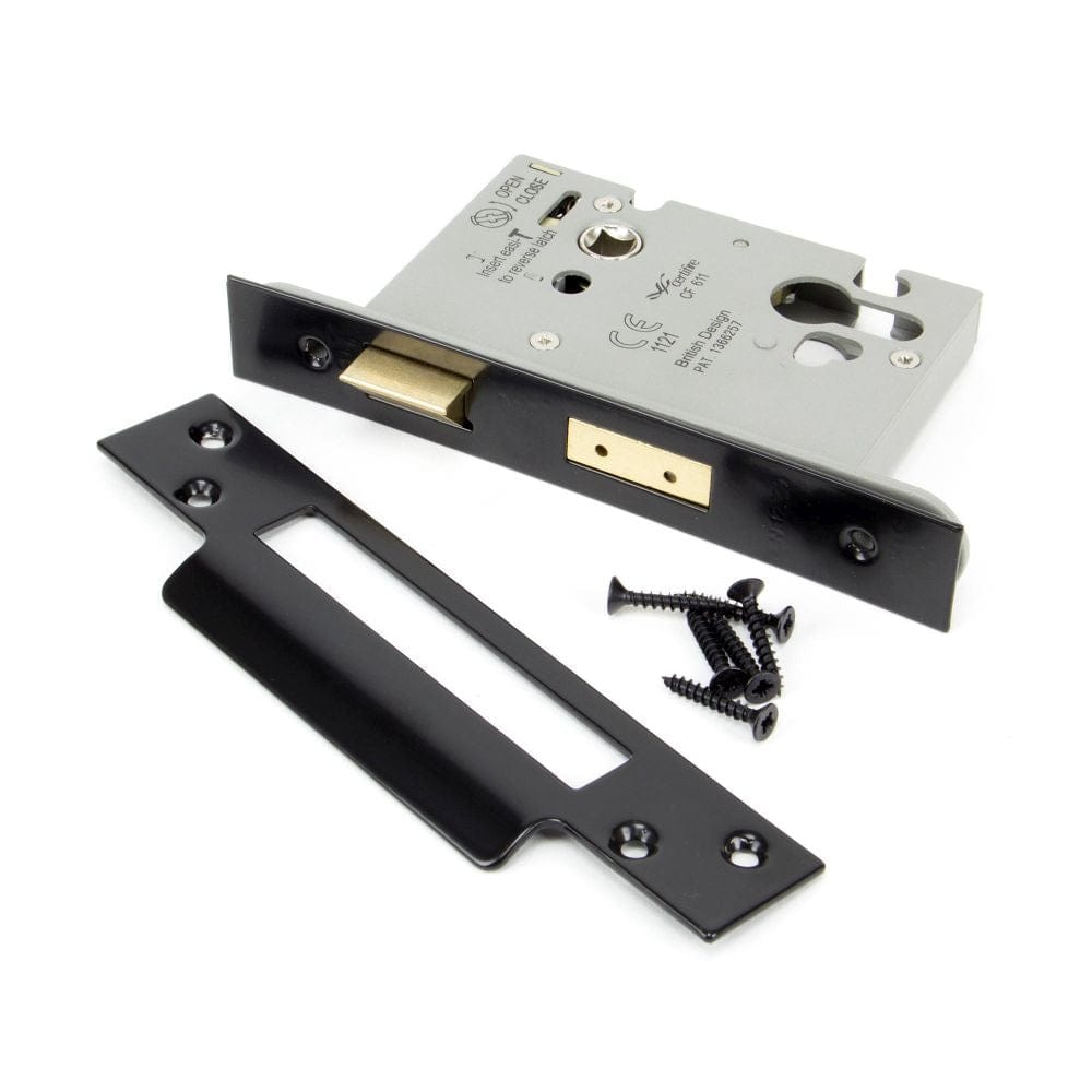 From The Anvil Locks & Latches Black / Euro Profile Sashlocks / 3" / 76mm From The Anvil - Black 3" Euro Profile Sash Lock