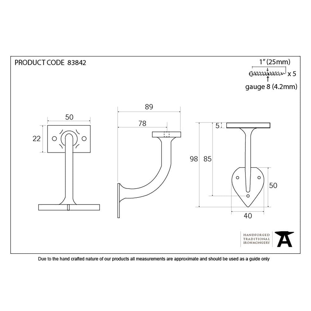 From The Anvil Accessories Black / 3" / 76mm From The Anvil - Black 3" Handrail Bracket