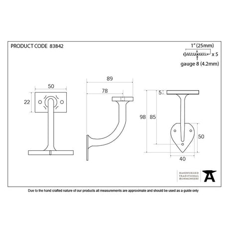 From The Anvil Accessories Black / 3" / 76mm From The Anvil - Black 3" Handrail Bracket