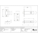 From The Anvil Locks & Latches Black / Tubular Mortice Latch / 3" From The Anvil - Black 3" Tubular Mortice Latch